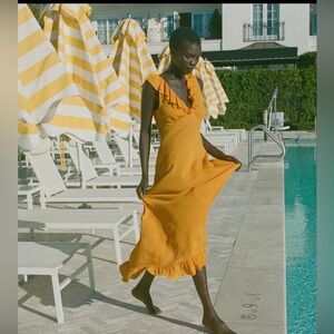 DOEN Arleen Orange Ruffled Maxi Sundress size XXS / NEW with tags